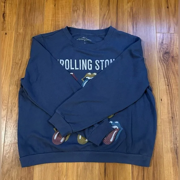The Rolling Stones Women's Crewneck Sweater - Blue with Multicolor Graphics XL - Picture 6 of 10